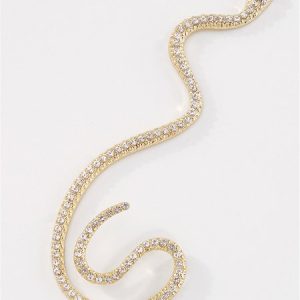 Women's Geometric Diamond Snake Statement Earrings, Earring, color:Golden|size:One-size, Noracora