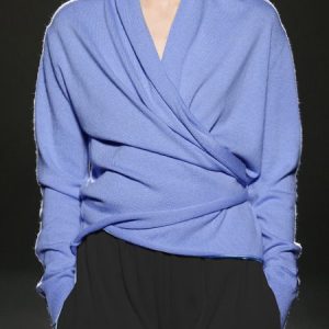 V Neck Plain Urban Sweater, Pullovers, color:Blue|size:XXL, Stylewe