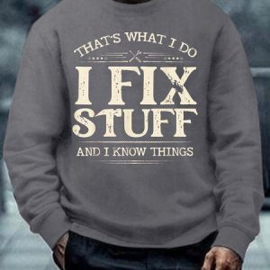 Men I Fix Stuff Know Things Letters Casual Sweatshirt, color:Gray|size:3XL, Lilicloth.com