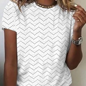 Casual Cotton-Blend Crew Neck T-Shirt, T-Shirts, color:White|size:XXL, JustFashionNow