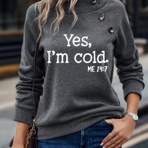 Casual Loose Half Turtleneck Text Letters Sweatshirt, Sweatshirts & Hoodies, color:Gray|size:XXL, JustFashionNow