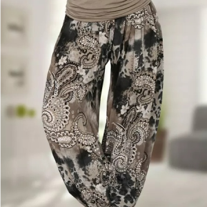 Paisley Casual Loose Long Pants, Pants, color:Multicolor|size:XXL, JustFashionNow