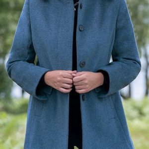 Casual Stand Collar Plain Overcoat, Jackets, color:Blue|size:XXL, JustFashionNow