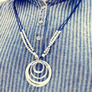 Vintage Western Geometric Pattern Beaded Leather Pendant Necklace Women Ethnic Sweater Chain, Necklaces, color:Black|size:One-size, JustFashionNow