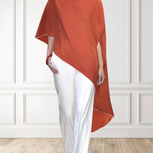 Color Block Loose Asymmetrical Casual Shirt, Blouses and Shirts, color:Orange|size:XXL, Stylewe