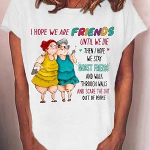 Women's Old Friends Sisters Crew Neck Casual T-Shirt, T-shirts, Lilicloth.com
