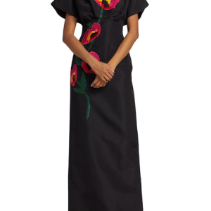 Embroidery Elegant Satin Dress & Party Dress, Wedding Guest Dresses, color:Black|size:XXL, Stylewe
