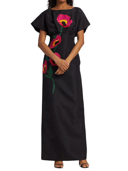 Embroidery Elegant Satin Dress & Party Dress, Wedding Guest Dresses, color:Black|size:XXL, Stylewe