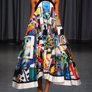 Loose Abstract Vacation Crew Neck Midi Dress With No Belt, Midi Dresses, color:As Picture|size:XXL, Stylewe
