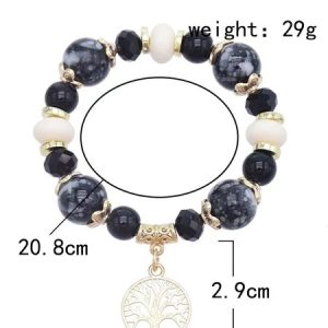 Tree of Life Beaded Bracelet, Bracelets, color:Black, JustFashionNow
