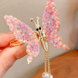 Women's Butterfly Pearl Hair Clips, Hair Accs, color:Pink|size:One-size, Noracora