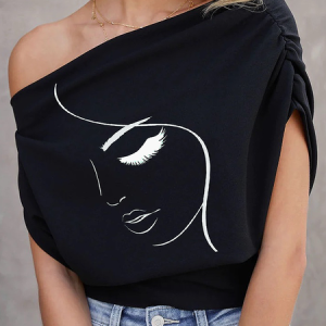 Lightweight Asymmetrical Short sleeve Urban Loose Face Shirt, Blouses and Shirts, color:Black|size:XXL, Stylewe