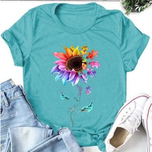 Be Kind Shift Short Sleeve Casual Women Tee, color:Lake Blue|size:3XL, Lilicloth.com