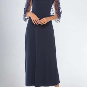 Women Plain Half Sleeve Comfy Party Maxi Dress, Dresses, color:Purplish blue|size:XL, Noracora