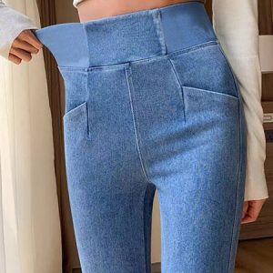 Women Casual Plain High Stretch Blue Tight Leggings, Leggings, color:Blue|size:XXL, JustFashionNow