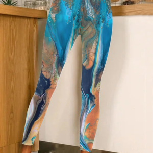 Lilicloth X Paula Blue Paint Pour Swirl Women's Leggings, color:As Picture|size:3XL, Lilicloth.com