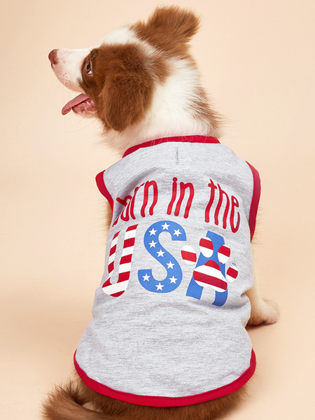 Lilicloth X Funnpaw Born In The USA Dog Outfit, color:Gray|size:L, Lilicloth.com