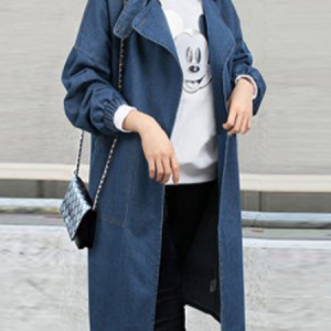Vintage Shawl Collar Plain Loose Denim Jacket, TOPS, color:Denim Blue|size:3X, Noracora