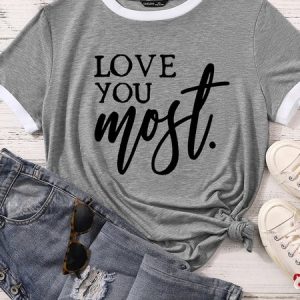 Lilicloth X Funnpaw Women's Love You Most Matching T-Shirt, color:Gray|size:XXL, Lilicloth.com
