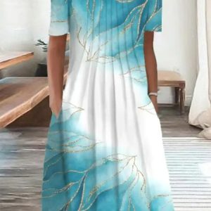 Casual Crew Neck Ombre Dress, Dresses, color:Blue|size:XXL, JustFashionNow