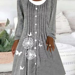 Color Block Crew Neck Regular Fit Dress, Midi Dresses, Roselinlin - Online Catalog