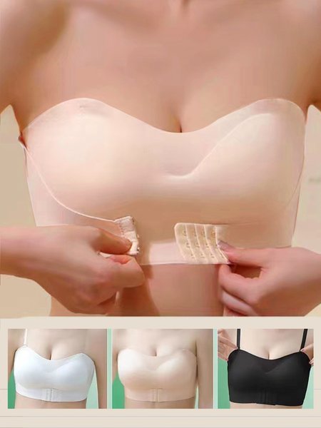 Breathable Comfort Front Buckle Detachable Straps Tube Top Bra & Bralette, Bra & Bra Sets, color:Nude|size:XL, JustFashionNow