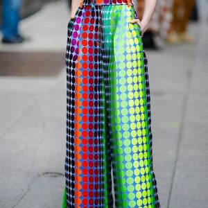 Urban Polka Dots Regular Fit Fashion Pants, Pants, color:Green|size:XXL, Stylewe