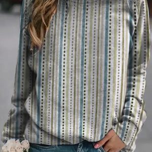 Casual Loose Crew Neck Striped Sweatshirt, Sweatshirts & Hoodies, color:Stripe|size:XXL, JustFashionNow