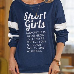 Short Girls Grow Until they's Perfect letter print Women Sweatshirt, Sweatshirts & Hoodies, color:Dark Blue|size:XXL, JustFashionNow