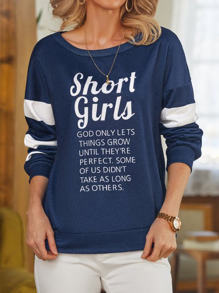 Short Girls Grow Until they's Perfect letter print Women Sweatshirt, Sweatshirts & Hoodies, color:Dark Blue|size:XXL, JustFashionNow