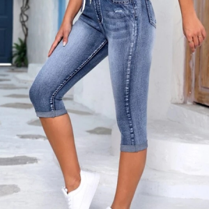 Regular Fit Casual Denim Plain Jeans, Jeans, color:Denim Blue|size:XXL, JustFashionNow