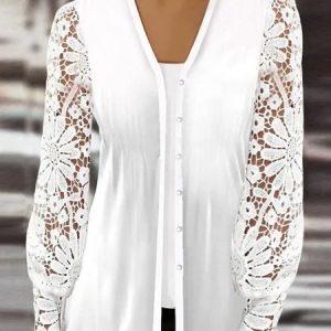 Long Sleeve Plain Regular Micro-Elasticity Loose Kimono For Women, Kimono, color:White|size:XXL, Noracora