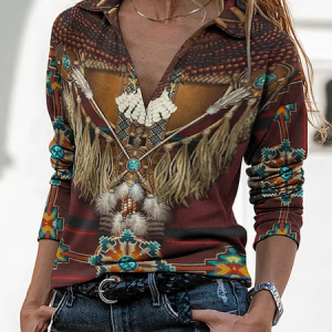 Ethnic Regular Fit Shawl Collar Casual Shirt, Shirts & Blouses, color:Red|size:XXL, JustFashionNow