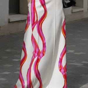 Regular Fit Urban Abstract Stripes Skirt, Skirts, color:White|size:XXL, Stylewe