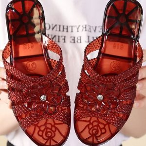 Transparent Embossed Flower House Slippers, Slippers, color:Deep Brown|size:40, JustFashionNow
