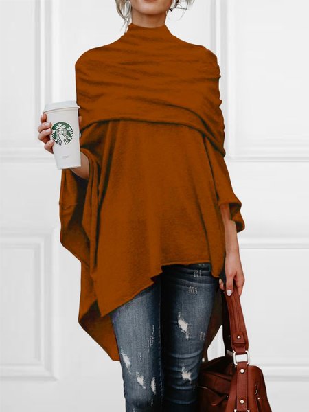 Stylewe Urban Plain Loosen Turtleneck Blouse, Blouses and Shirts, color:Caramel|size:XS, Stylewe
