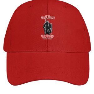 Men's I Am Not Team Jesus I Am Not Religious I Am A Christian Imperfect And Unworthy Saved By Grace Seeking After God Funny Graphic Printing Cotton Baseball Caps, color:Red|size:One-size, Lilicloth.com
