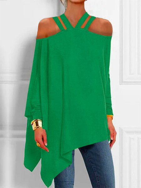 Plus Size Loose Plain Vacation Shirt, Plus Tops, color:Green|size:4X, Stylewe