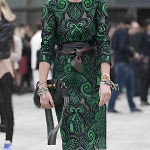 Elegant Regular Fit Crew Neck Print Dress With No Belt, Midi Dresses, color:Green|size:XXL, Stylewe