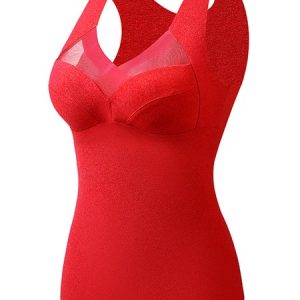 Soft Comfortable Warm Molded Cup Traceless Thermal Vest, Bra & Bra Sets, color:Red|size:4XL, JustFashionNow