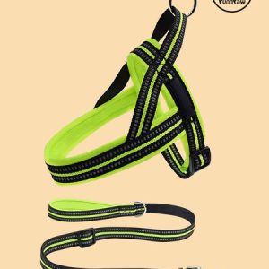 Lilicloth X Funnpaw Reflective Vest Style Pet Leash, color:Black-green|size:XL, Lilicloth.com