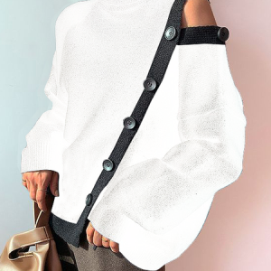 High Elasticity Urban Loose Turtleneck Long sleeve Sweater, Pullovers, color:White|size:XXL, Stylewe