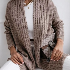 Regular Fit Casual Cardigan, Cardigans, color:Deep Khaki|size:M, Noracora