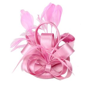 Elegant Bowknot Imitation Feather Stain Party Hat Hair Clips, Headdress, color:Pink|size:One-size, Stylewe