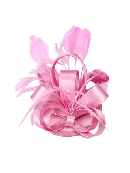 Elegant Bowknot Imitation Feather Stain Party Hat Hair Clips, Headdress, color:Pink|size:One-size, Stylewe