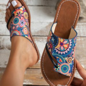 Ethnic Patterns Rings Slide Sandals, Sandals & Slippers, color:flower|size:43, JustFashionNow