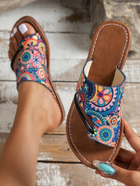 Ethnic Patterns Rings Slide Sandals, Sandals & Slippers, color:flower|size:43, JustFashionNow