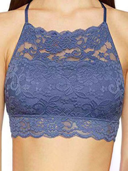Women's Breathable Sexy Lace Beautiful Back Sling Bra & Bralette, Crop Bras, color:Deep Blue|size:XL, JustFashionNow