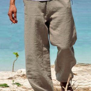 Casual Plain Regular Fit Pants, Pants, color:Apricot|size:3XL, JustFashionNow