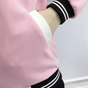 Long Sleeve Letter Pattern Zipper Regular Micro-Elasticity Loose Bomber Jacket For Women 2023, Jackets, color:Pink|size:5XL, Noracora